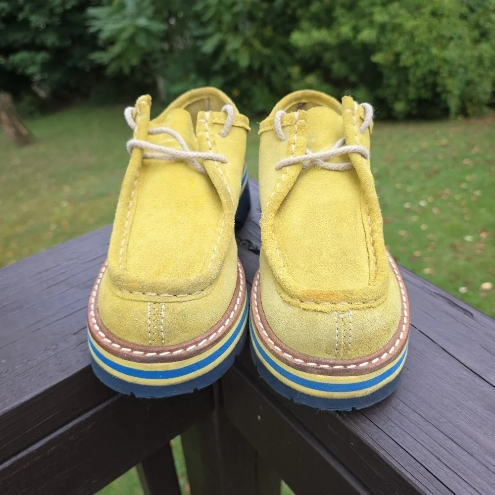 Vintage Steve Madden Suede Platform Shoes Mustard Color Size 5.5‎ EU 36 Y2K 90's